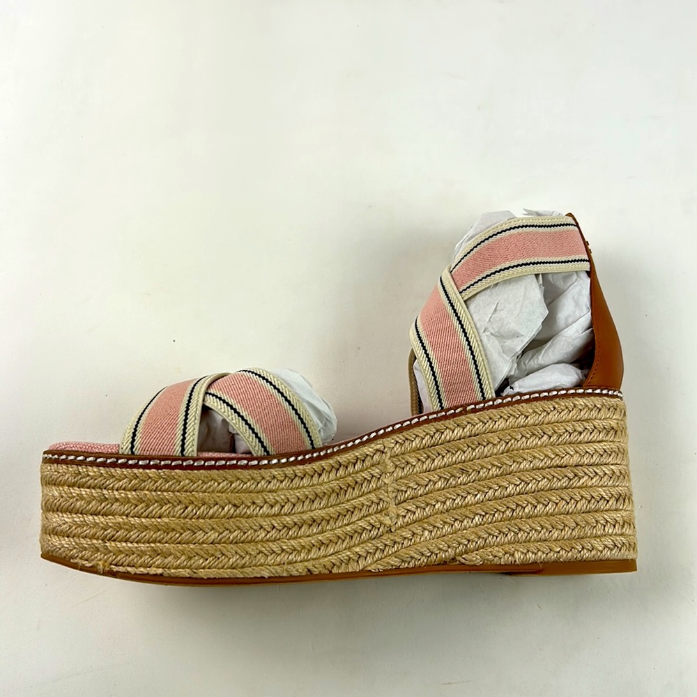 New in box TORY BURCH Frieda Espadrille blush Platform sandals - Picture 6 of 7
